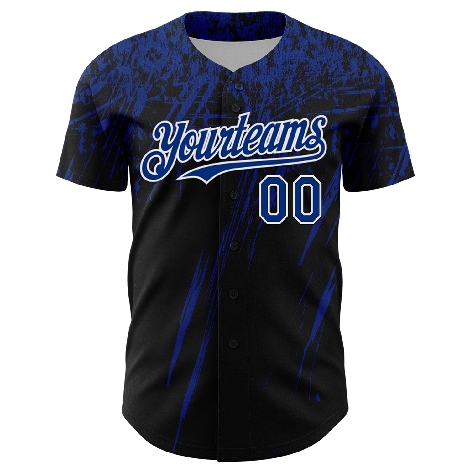 Custom Black Royal-White Distressed Scratch Brush Stroke Authentic Baseball Jersey baseball jersey product view 2