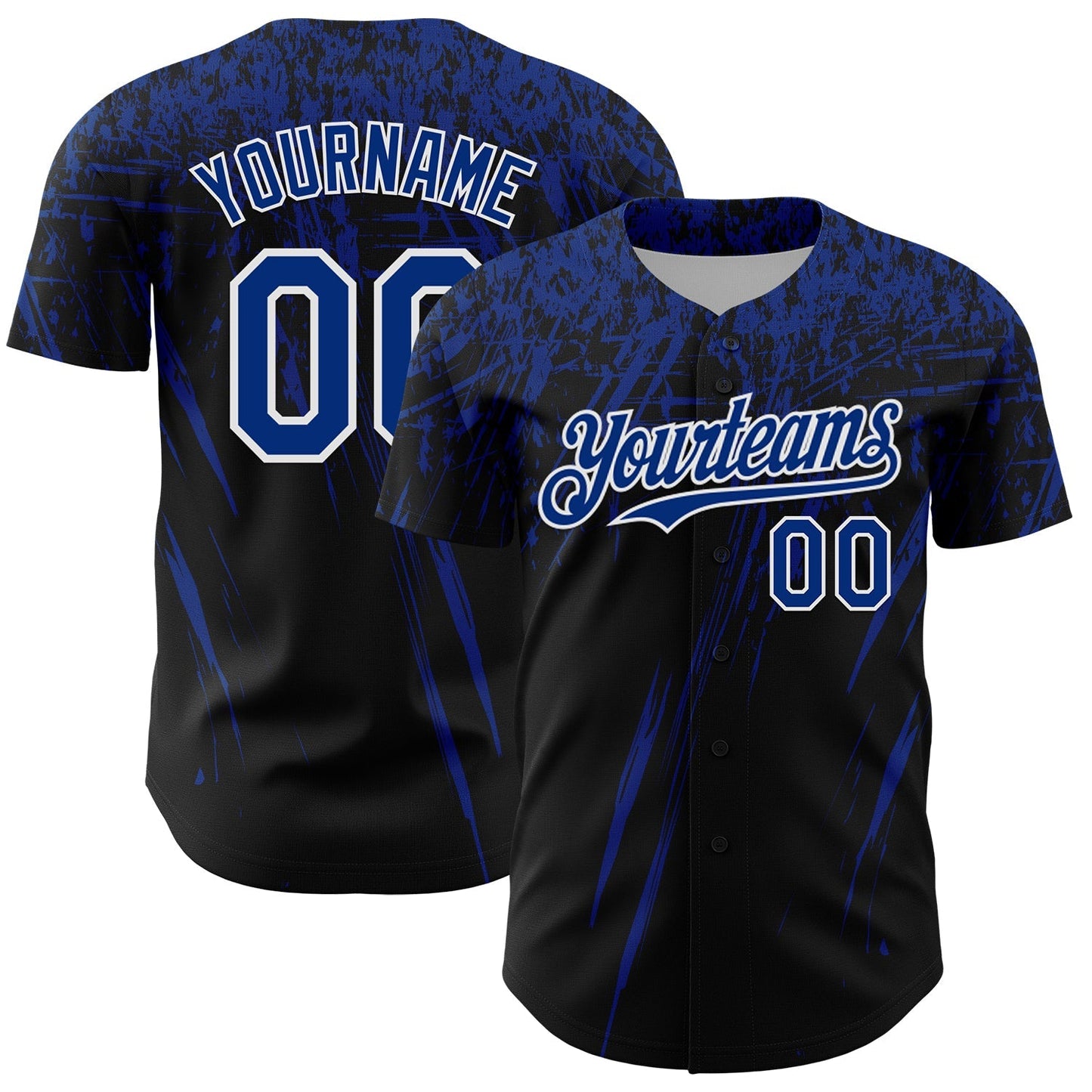 Custom Black Royal-White Distressed Scratch Brush Stroke Authentic Baseball Jersey baseball jersey product view 1