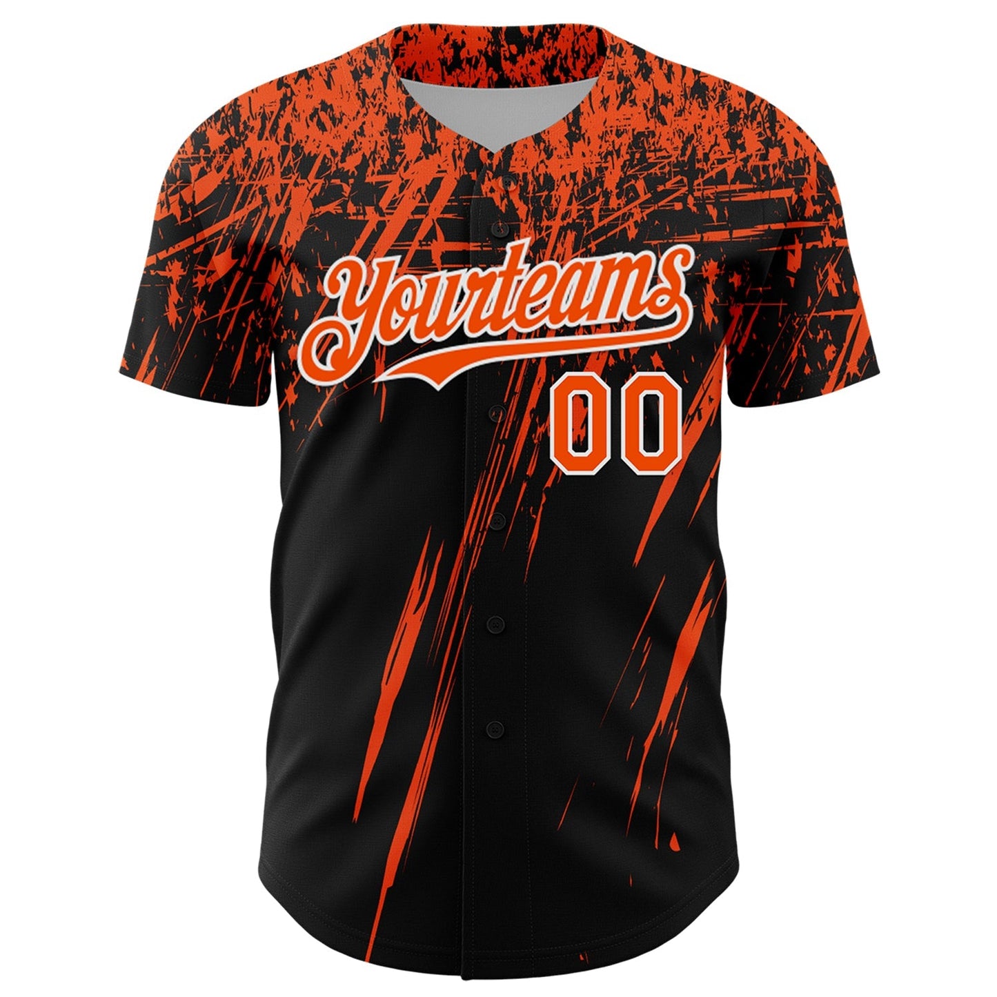 Custom Black Orange-White Distressed Scratch Brush Stroke Authentic Baseball Jersey baseball jersey product view 2