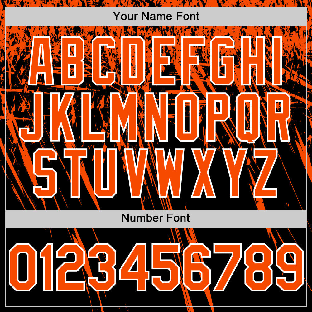 Custom Black Orange-White Distressed Scratch Brush Stroke Authentic Baseball Jersey baseball jersey product view 5