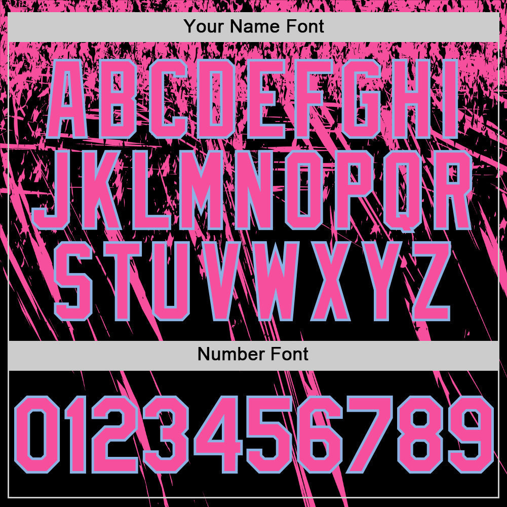 Custom Black Pink-Light Blue Distressed Scratch Brush Stroke Authentic Baseball Jersey baseball jersey product view 5