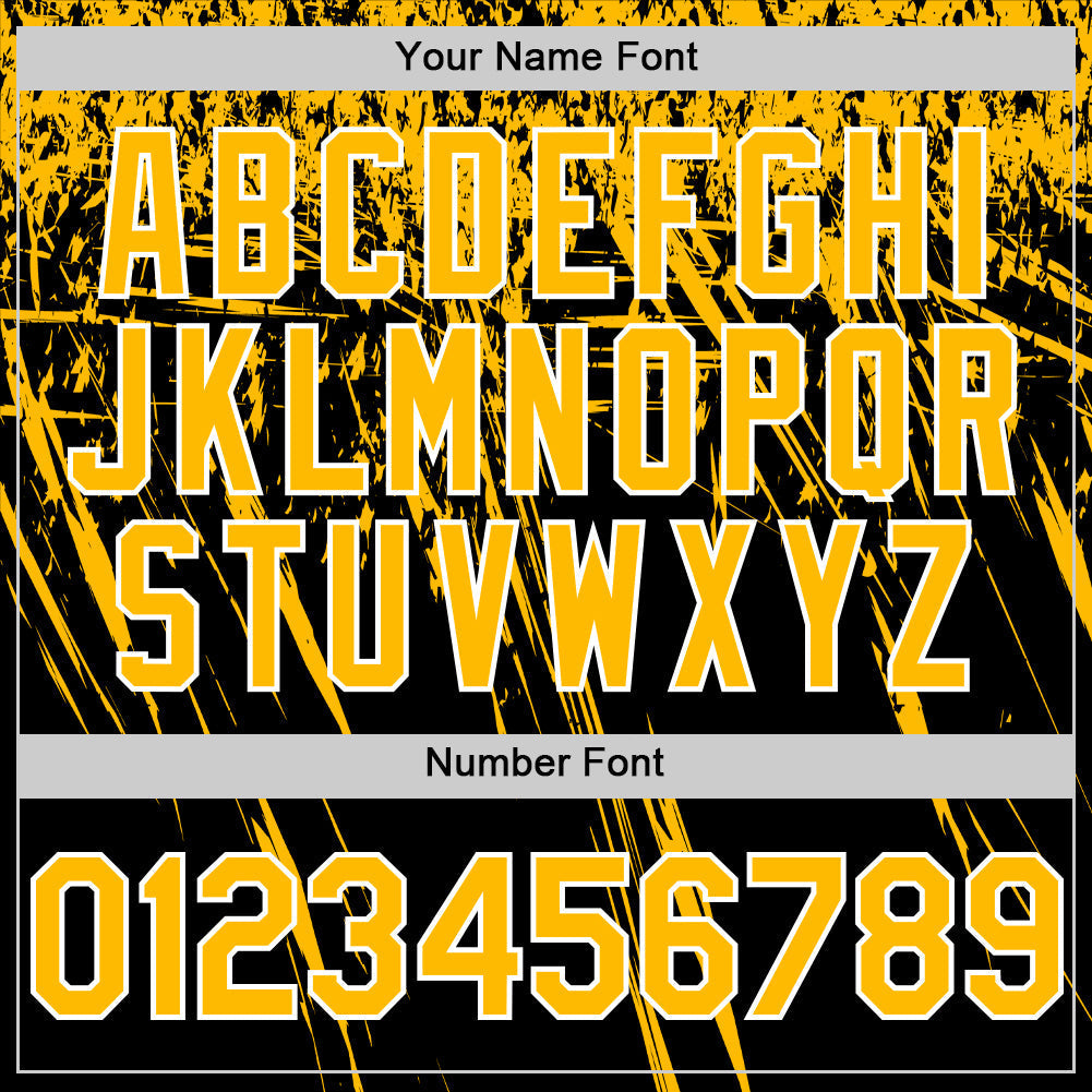 Custom Black Gold-White Distressed Scratch Brush Stroke Authentic Baseball Jersey baseball jersey product view 5