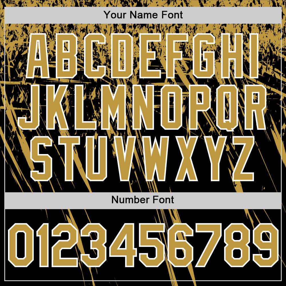 Custom Black Old Gold-White Distressed Scratch Brush Stroke Authentic Baseball Jersey baseball jersey product view 5