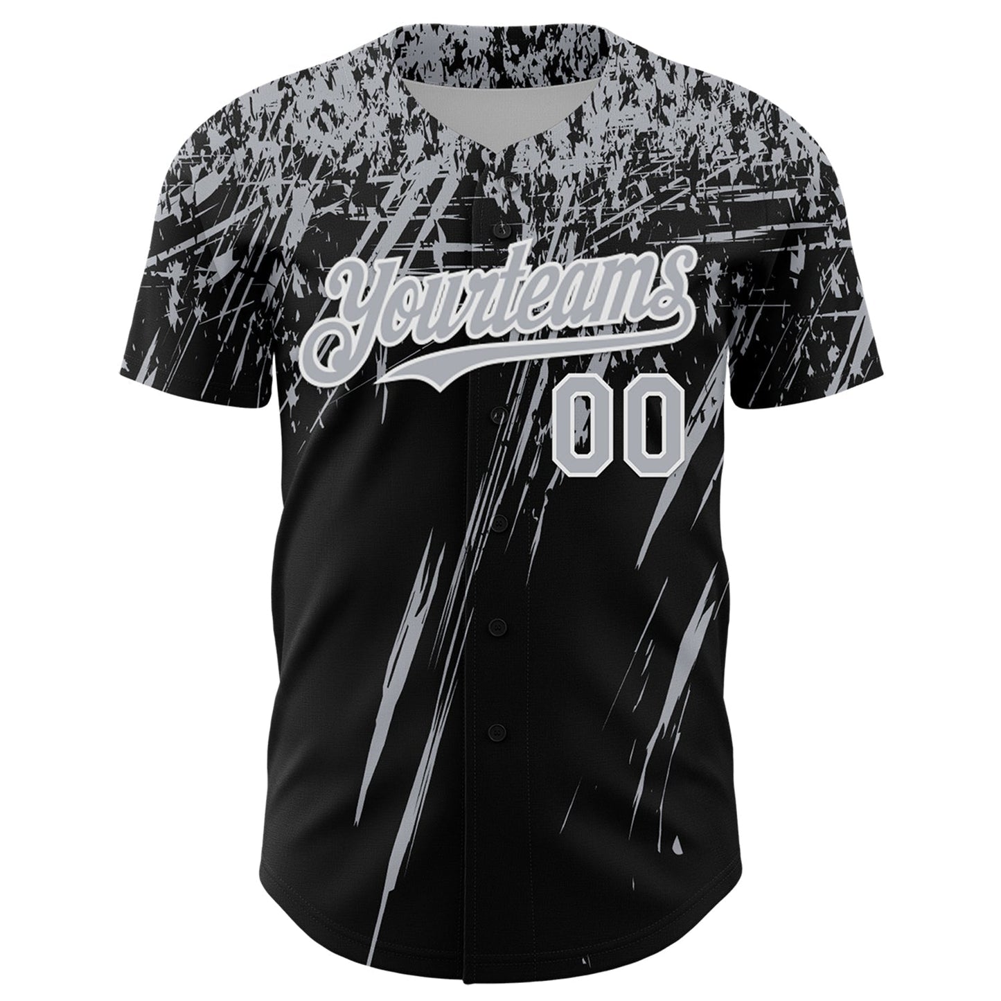 Custom Black Gray-White Distressed Scratch Brush Stroke Authentic Baseball Jersey baseball jersey product view 2