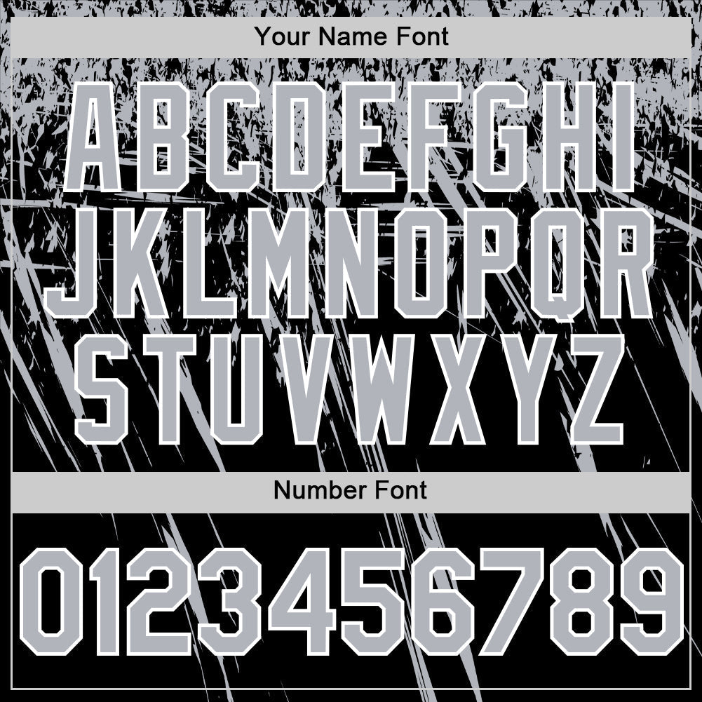 Custom Black Gray-White Distressed Scratch Brush Stroke Authentic Baseball Jersey baseball jersey product view 5