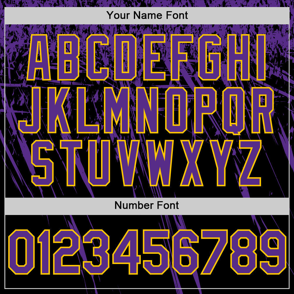 Custom Black Purple-Yellow Distressed Scratch Brush Stroke Authentic Baseball Jersey baseball jersey product view 5