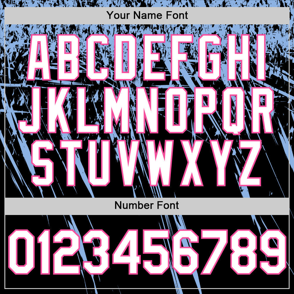 Custom Black White Light Blue-Pink Distressed Scratch Brush Stroke Authentic Baseball Jersey baseball jersey product view 5