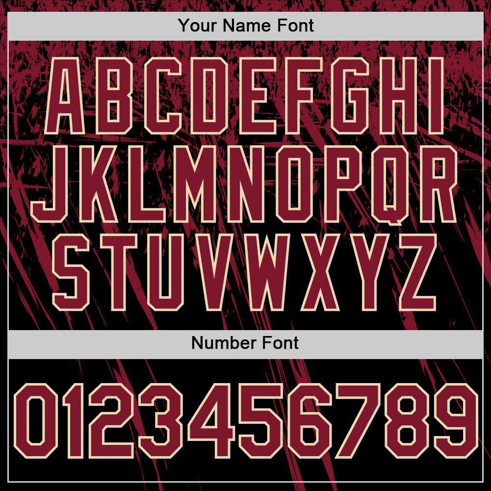 Custom Black Crimson-Cream Distressed Scratch Brush Stroke Authentic Baseball Jersey baseball jersey product view 5