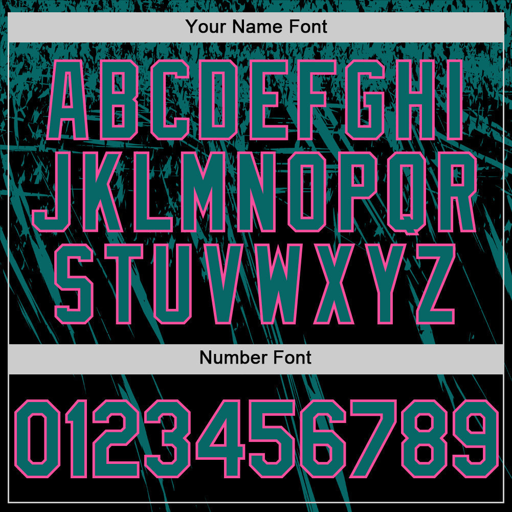 Custom Black Teal-Pink Distressed Scratch Brush Stroke Authentic Baseball Jersey baseball jersey product view 5