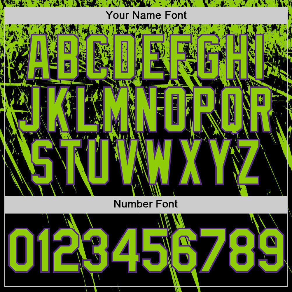 Custom Black Neon Green-Purple Distressed Scratch Brush Stroke Authentic Baseball Jersey baseball jersey product view 5