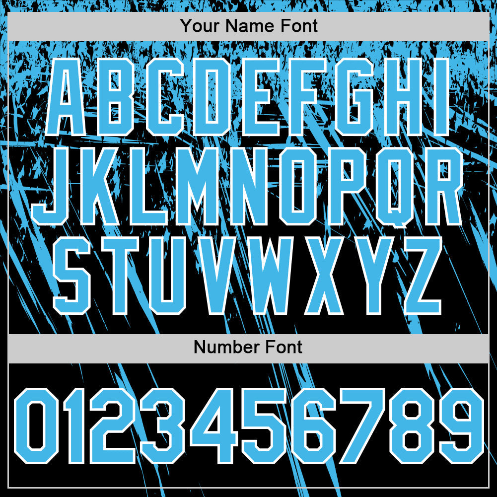 Custom Black Sky Blue-White Distressed Scratch Brush Stroke Authentic Baseball Jersey baseball jersey product view 5