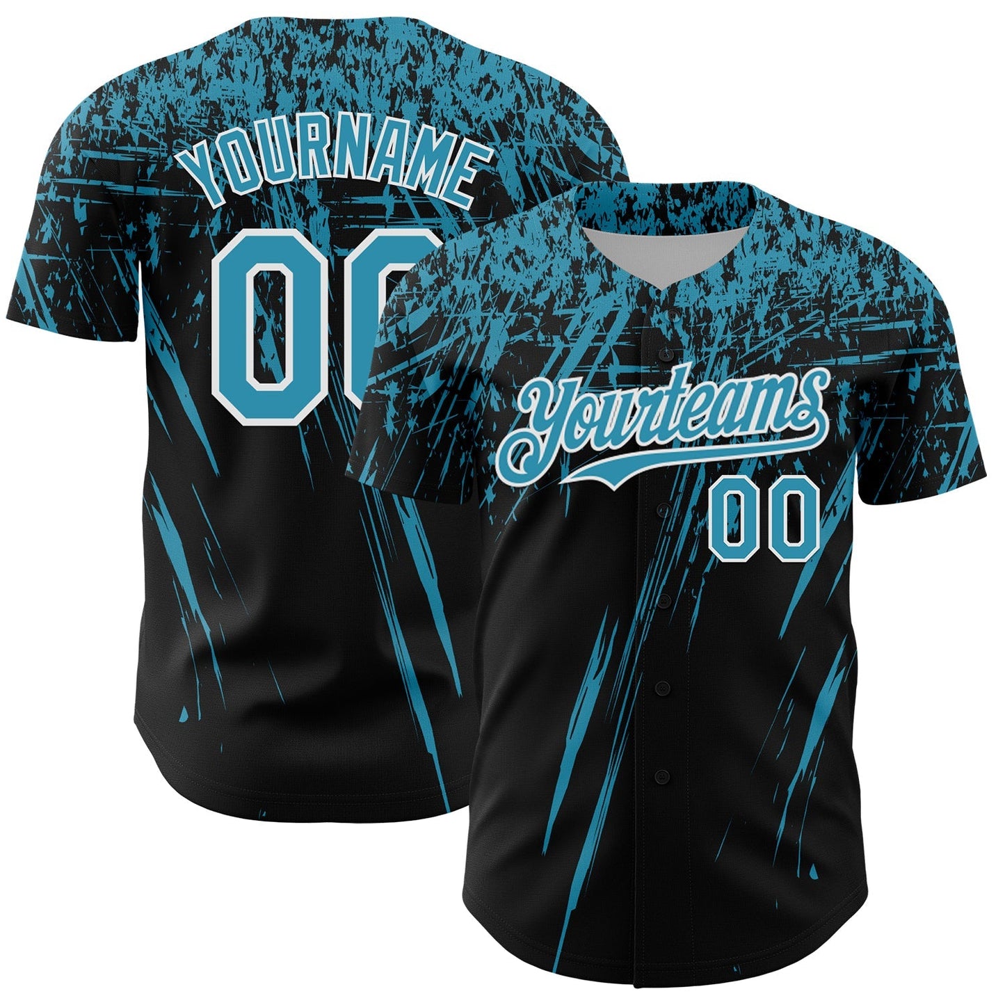 Custom Black Panther Blue-White Distressed Scratch Brush Stroke Authentic Baseball Jersey baseball jersey product view 1