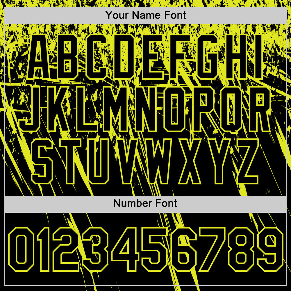 Custom Black Neon Yellow Distressed Scratch Brush Stroke Authentic Baseball Jersey baseball jersey product view 5