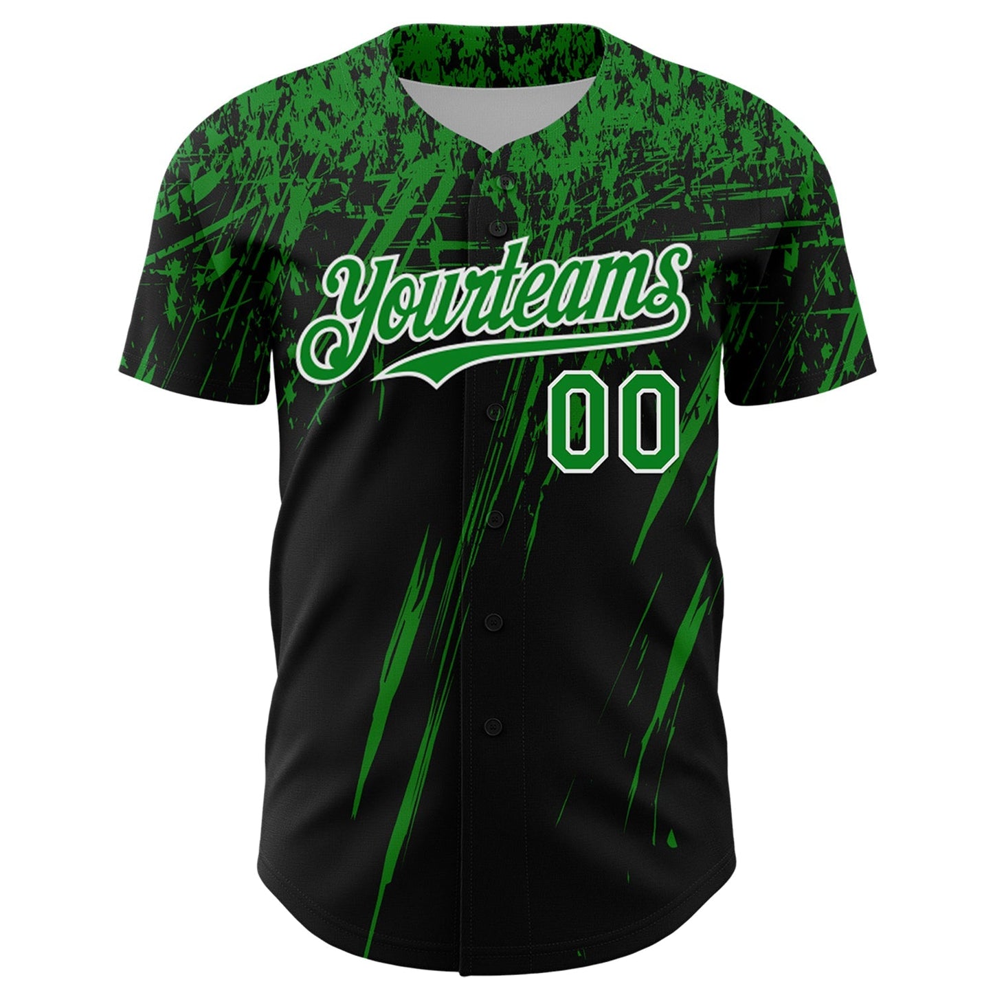 Custom Black Grass Green-White Distressed Scratch Brush Stroke Authentic Baseball Jersey baseball jersey product view 2