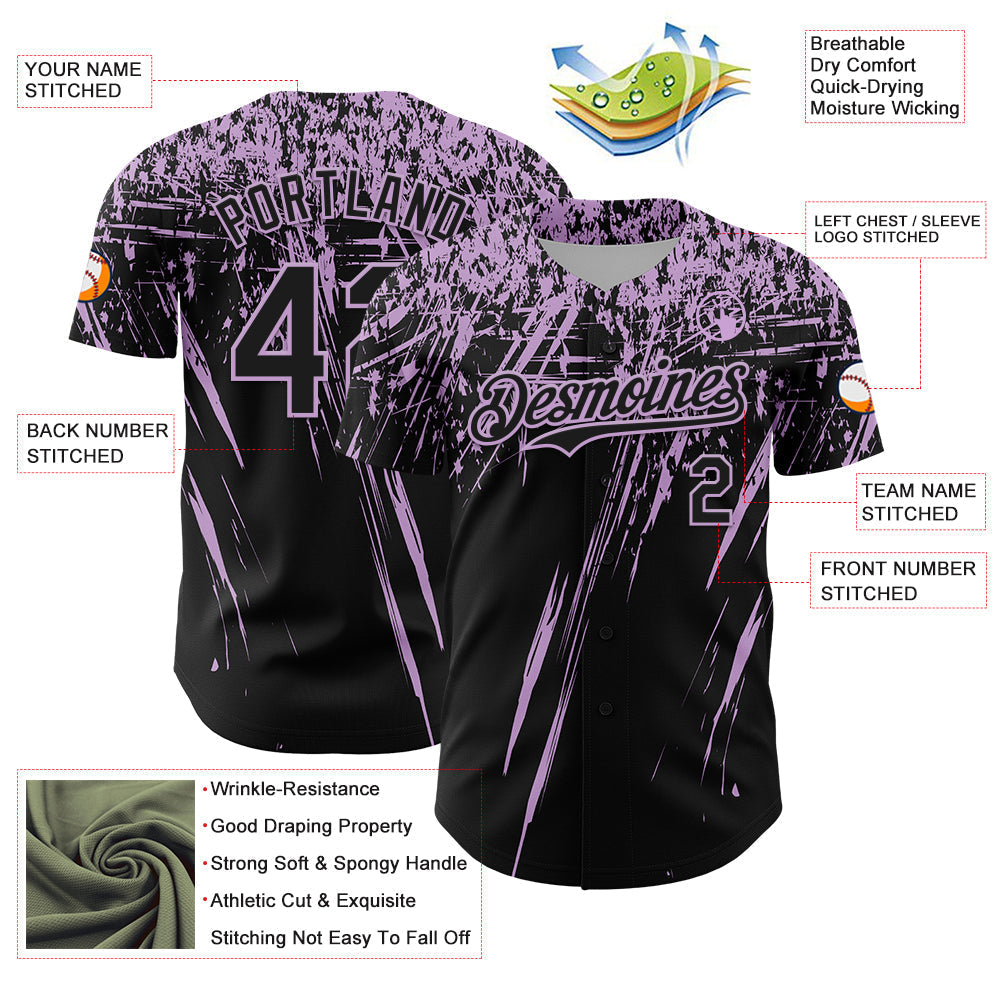 Custom Black Light Purple Distressed Scratch Brush Stroke Authentic Baseball Jersey baseball jersey product view 3