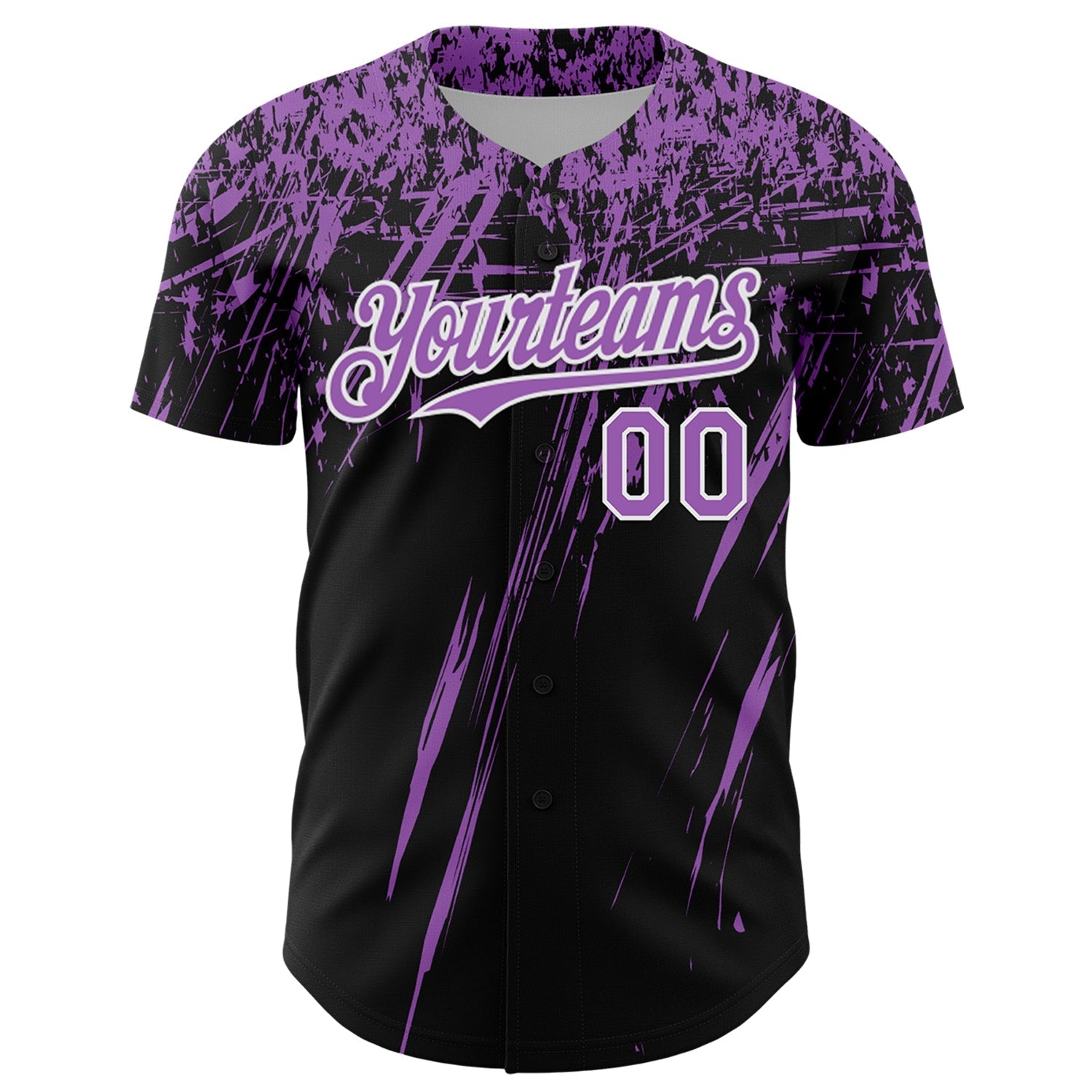 Custom Black Medium Purple-White Distressed Scratch Brush Stroke Authentic Baseball Jersey baseball jersey product view 2