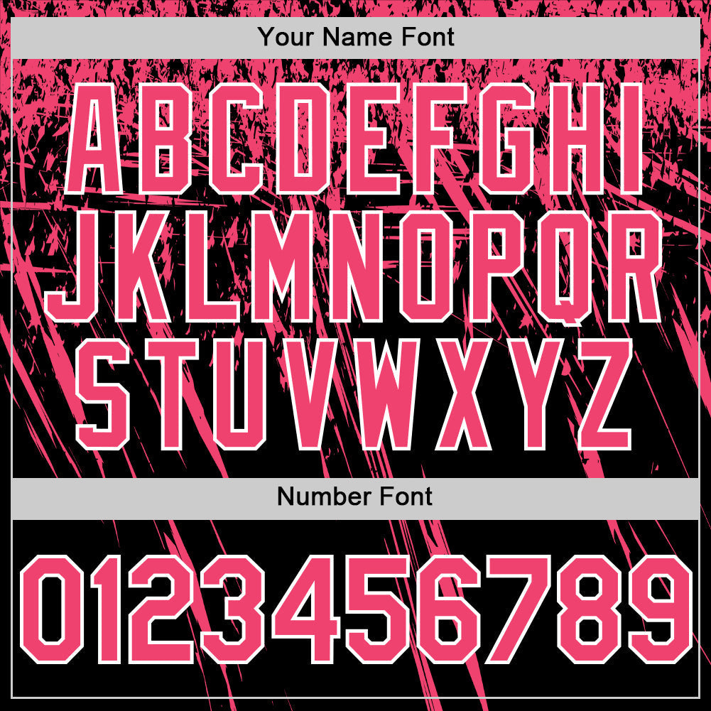 Custom Black Neon Pink-White Distressed Scratch Brush Stroke Authentic Baseball Jersey baseball jersey product view 5