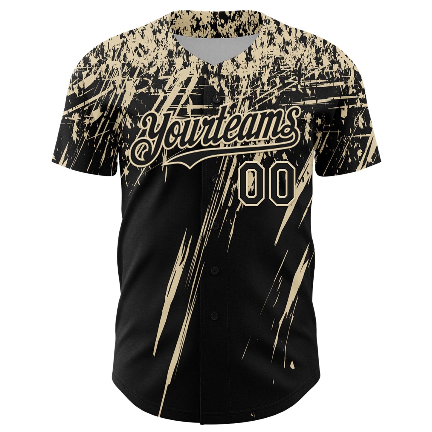 Custom Black Cream Distressed Scratch Brush Stroke Authentic Baseball Jersey baseball jersey product view 2
