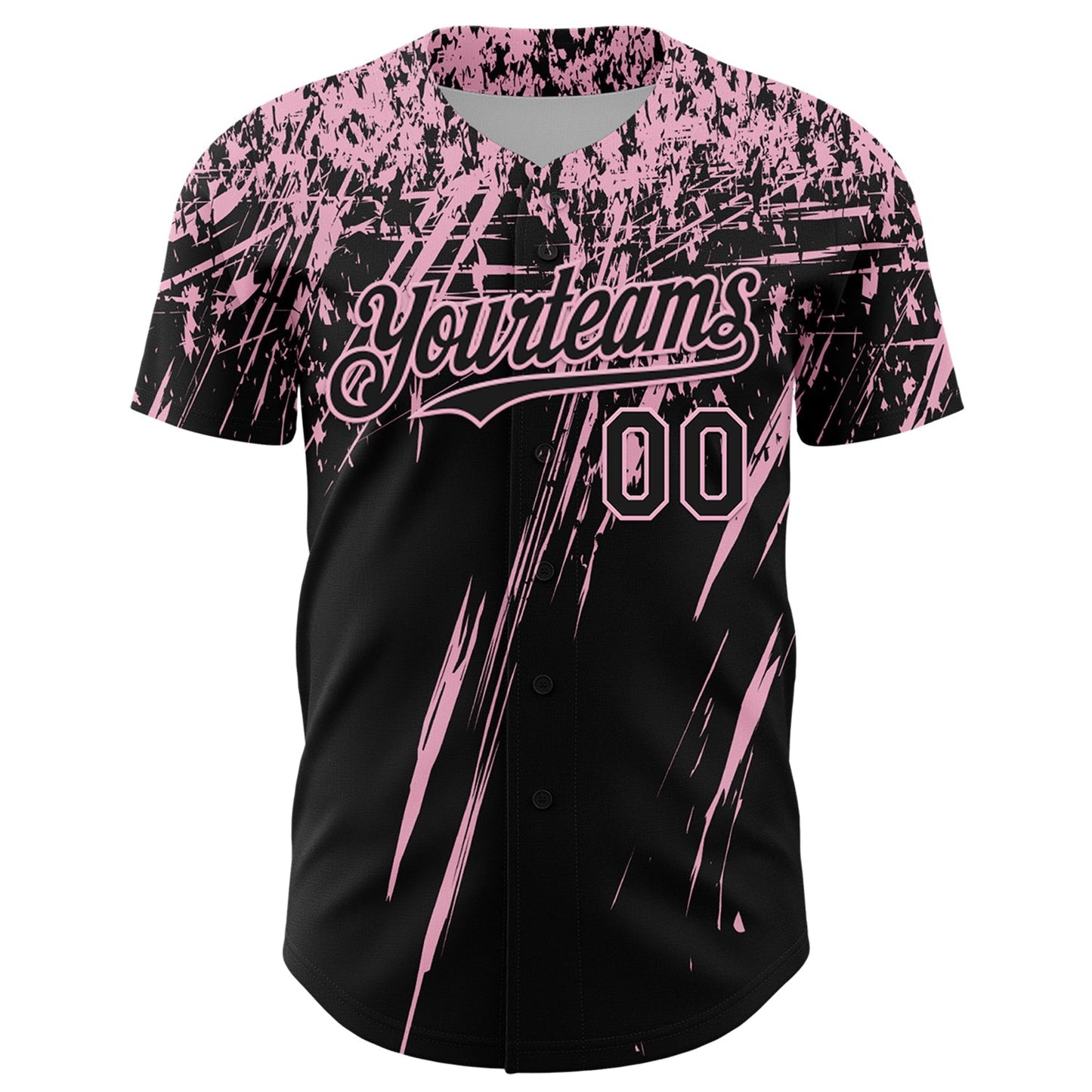 Custom Black Light Pink Distressed Scratch Brush Stroke Authentic Baseball Jersey baseball jersey product view 2