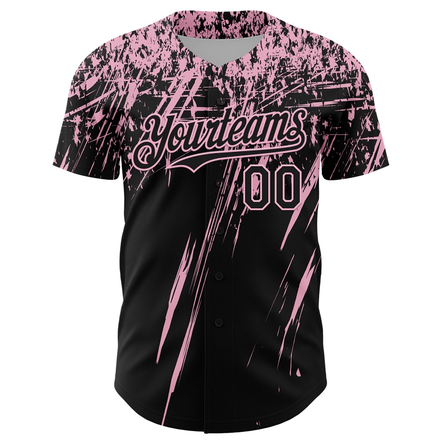 Custom Black Light Pink Distressed Scratch Brush Stroke Authentic Baseball Jersey baseball jersey product view 2