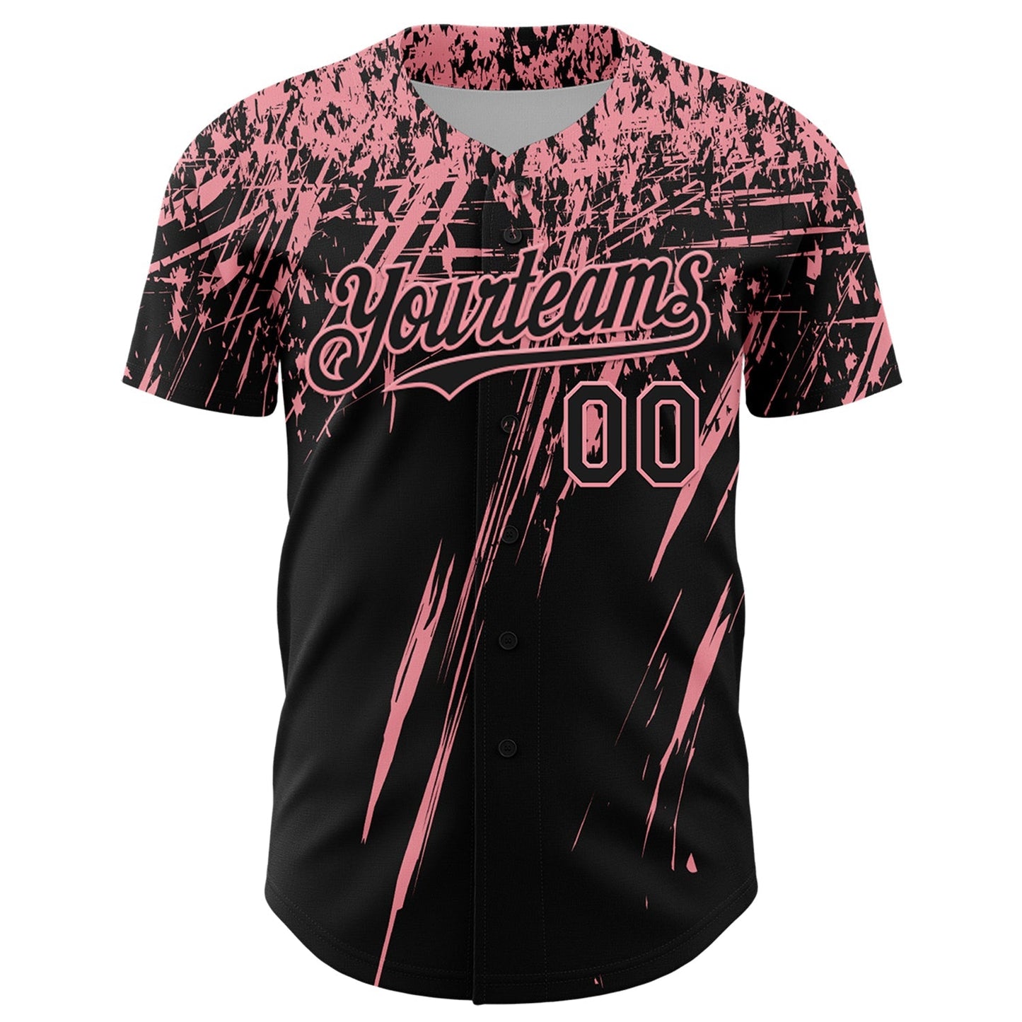 Custom Black Medium Pink Distressed Scratch Brush Stroke Authentic Baseball Jersey baseball jersey product view 2