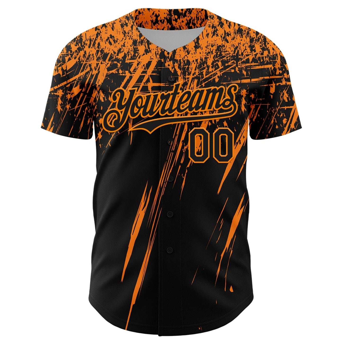 Custom Black Bay Orange Distressed Scratch Brush Stroke Authentic Baseball Jersey baseball jersey product view 2