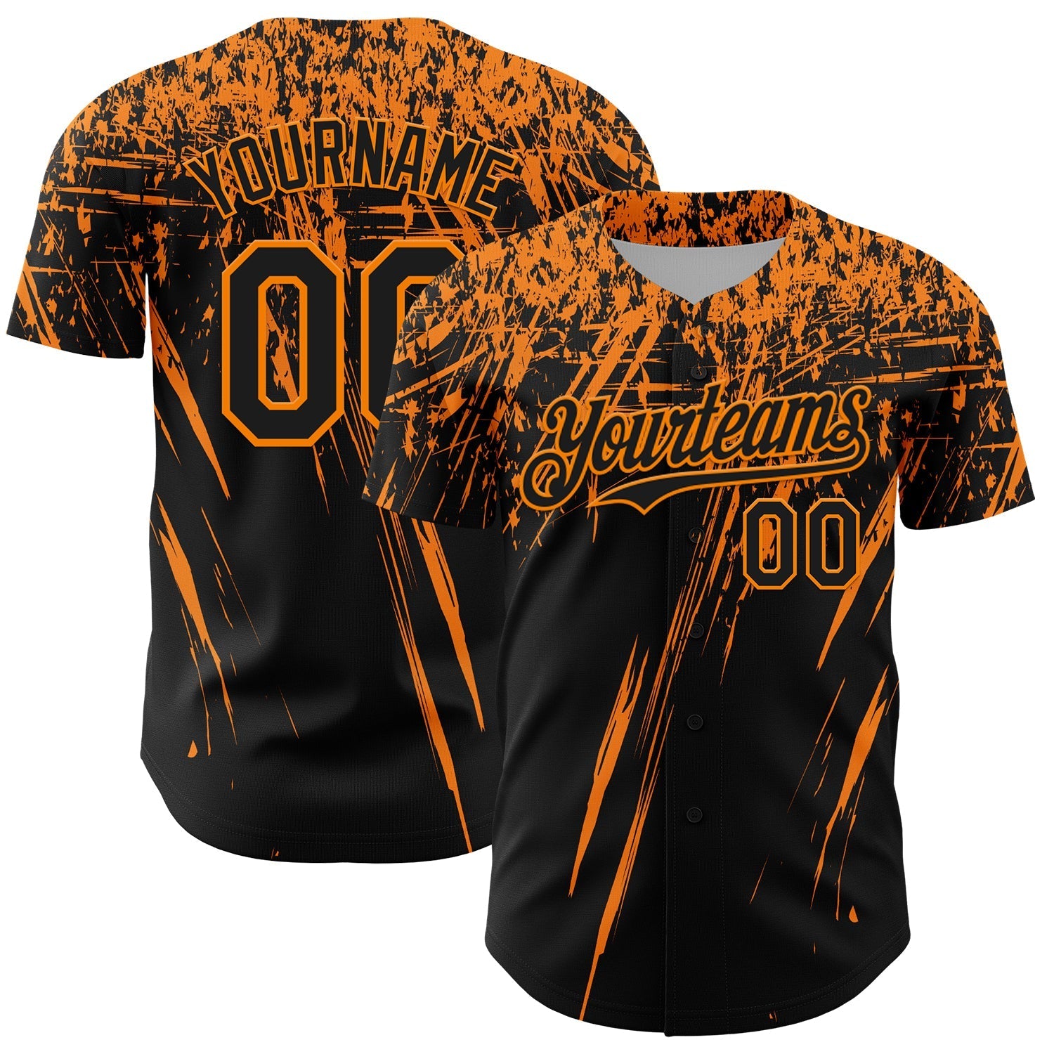 Custom Black Bay Orange Distressed Scratch Brush Stroke Authentic Baseball Jersey baseball jersey product view 1