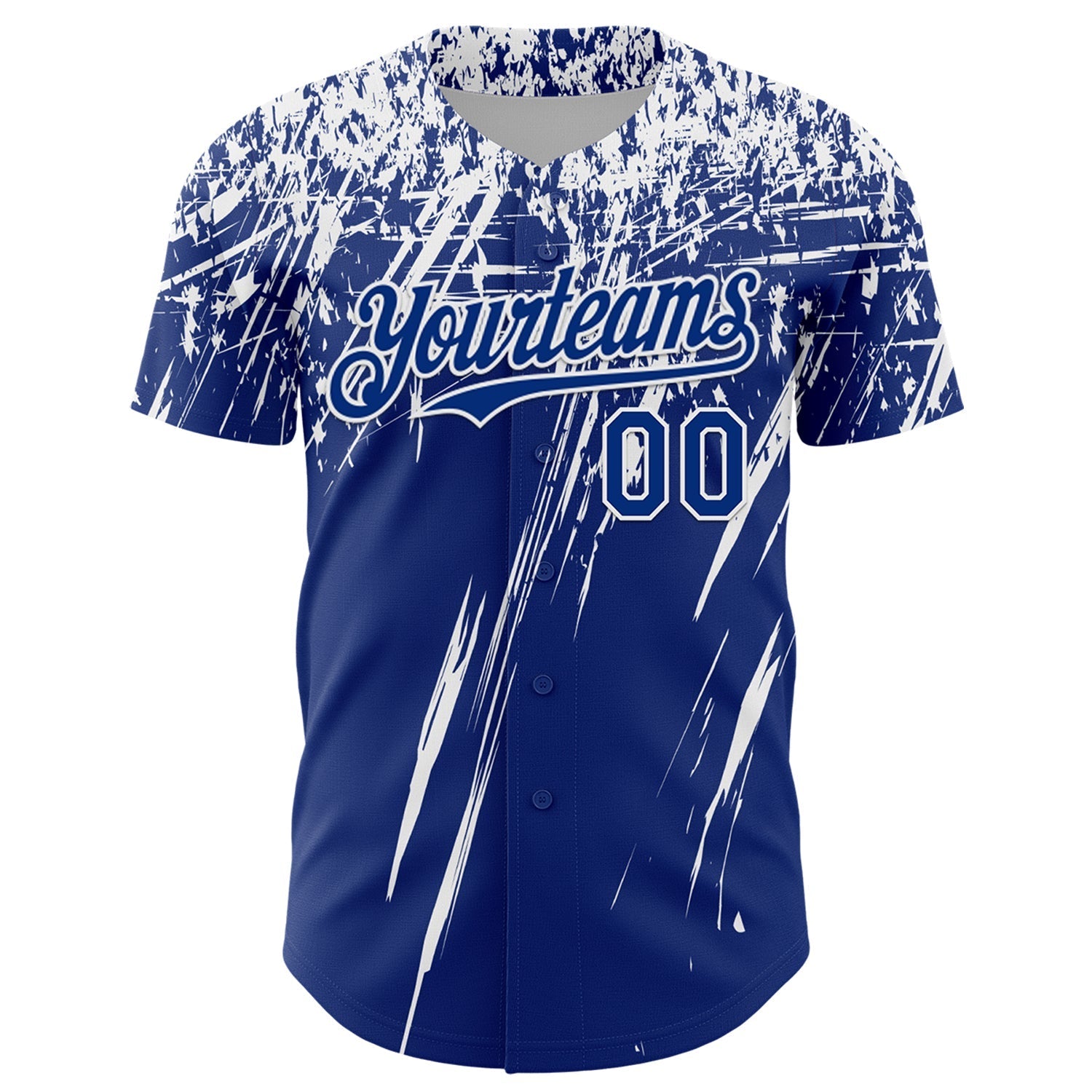Custom Royal White Distressed Scratch Brush Stroke Authentic Baseball Jersey baseball jersey product view 2