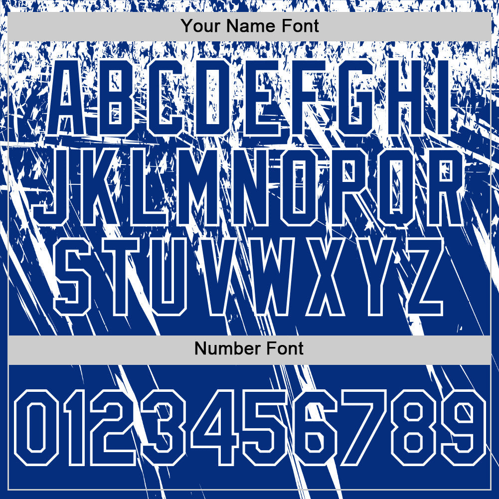 Custom Royal White Distressed Scratch Brush Stroke Authentic Baseball Jersey baseball jersey product view 5
