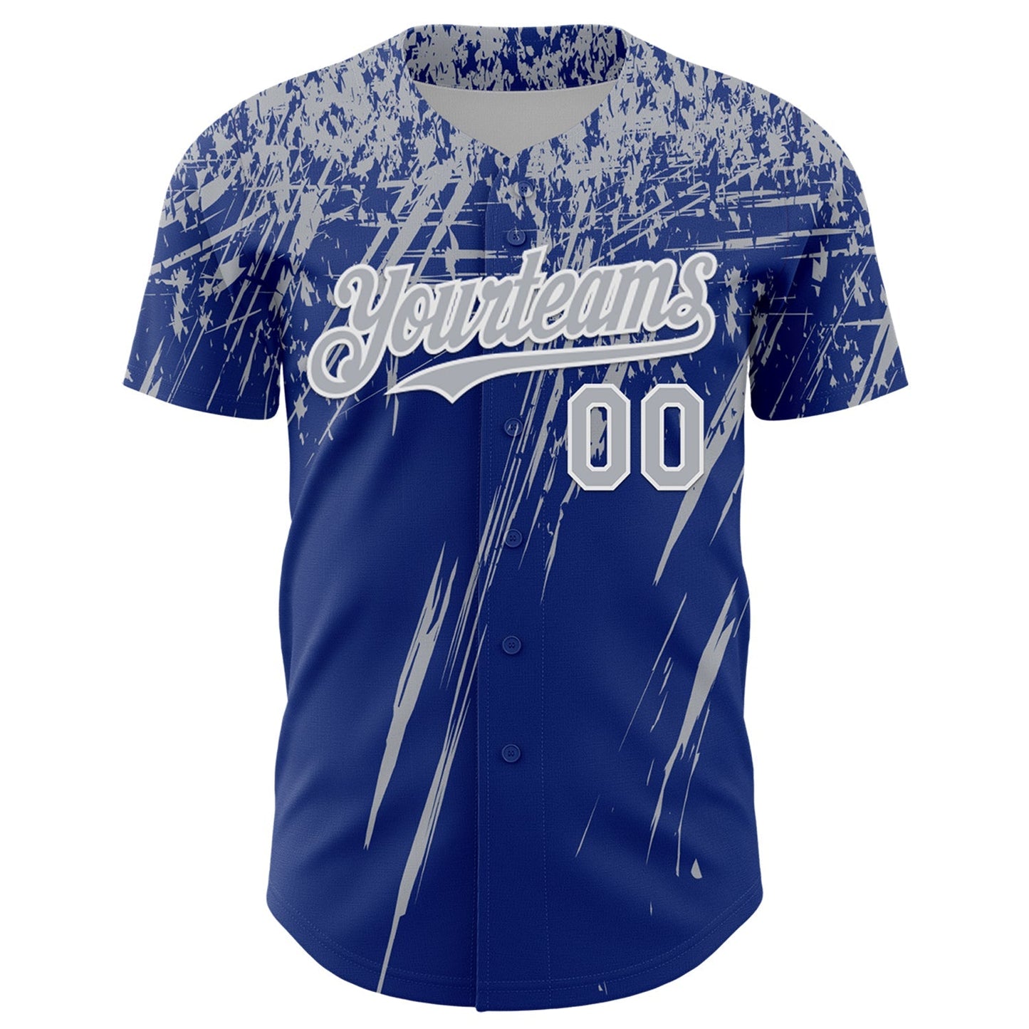 Custom Royal Gray-White Distressed Scratch Brush Stroke Authentic Baseball Jersey baseball jersey product view 2
