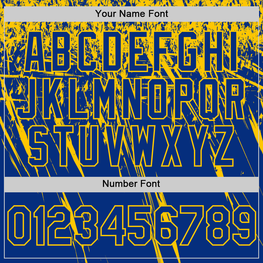 Custom Royal Yellow Distressed Scratch Brush Stroke Authentic Baseball Jersey baseball jersey product view 5