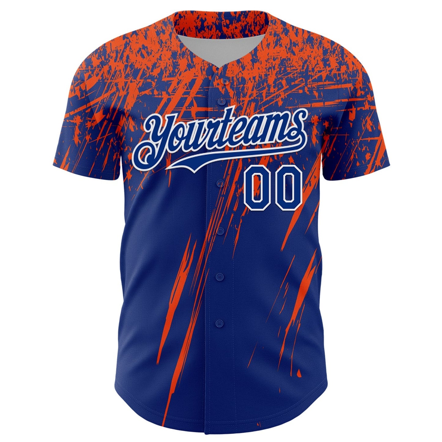 Custom Royal Orange-White Distressed Scratch Brush Stroke Authentic Baseball Jersey baseball jersey product view 2