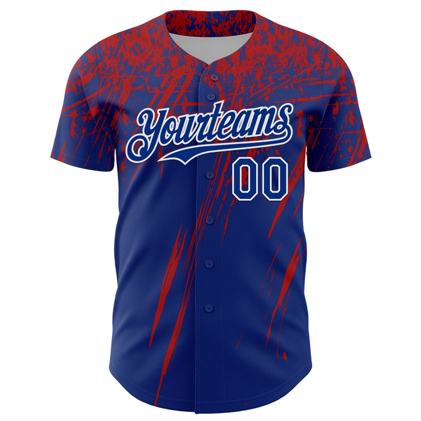 Custom Royal Red-White Distressed Scratch Brush Stroke Authentic Baseball Jersey baseball jersey product view 2