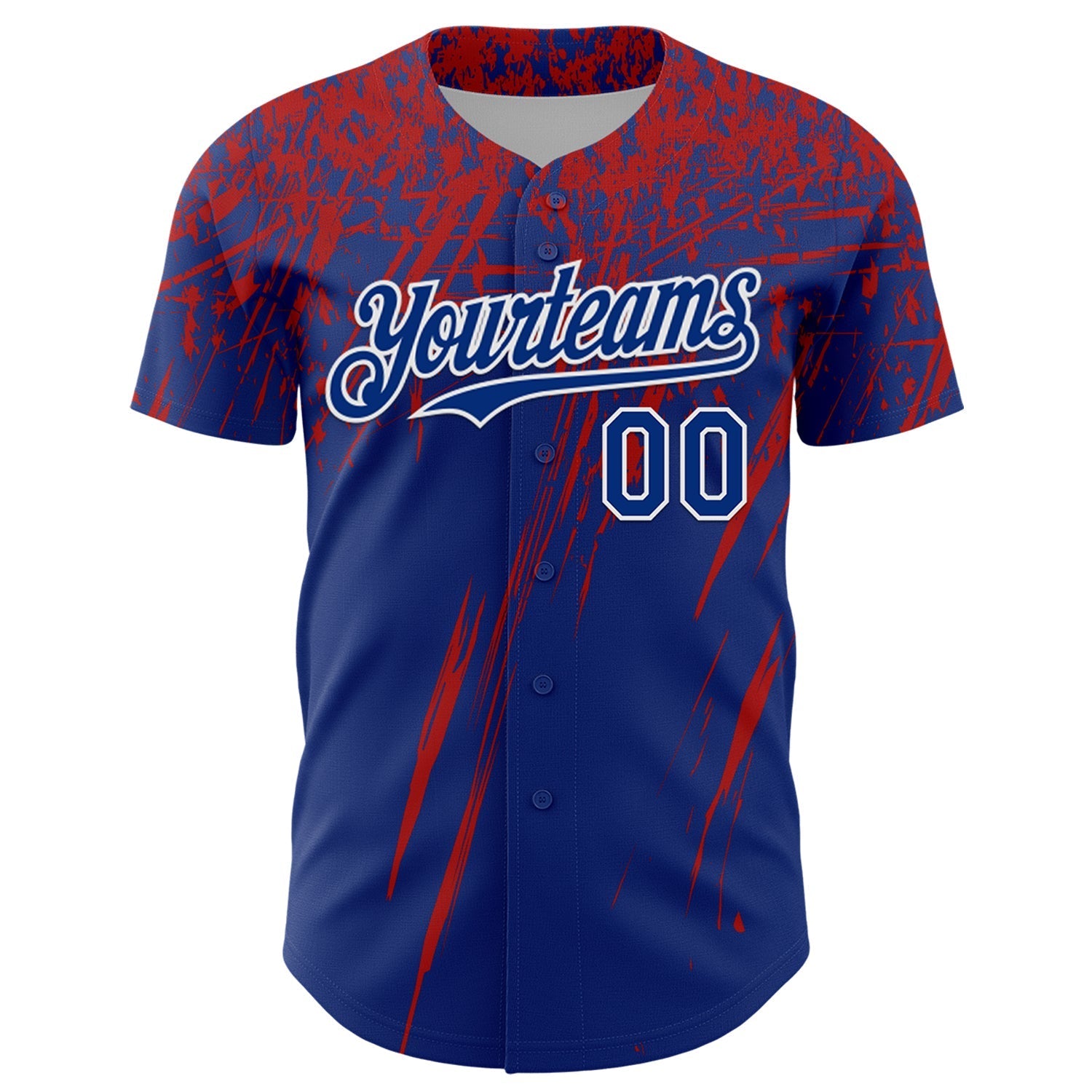 Custom Royal Red-White Distressed Scratch Brush Stroke Authentic Baseball Jersey baseball jersey product view 2