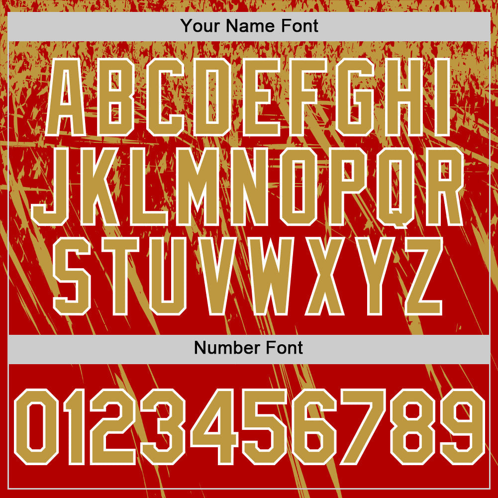 Custom Red Old Gold-White Distressed Scratch Brush Stroke Authentic Baseball Jersey baseball jersey product view 5