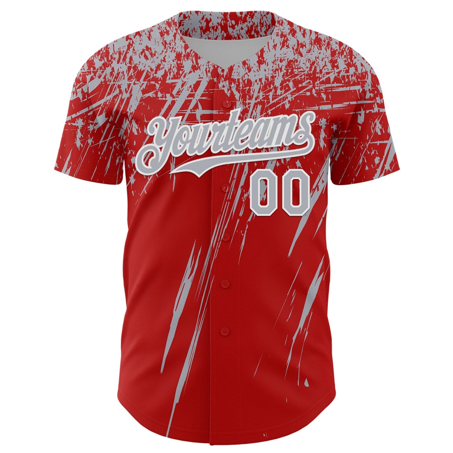 Custom Red Gray-White Distressed Scratch Brush Stroke Authentic Baseball Jersey baseball jersey product view 2