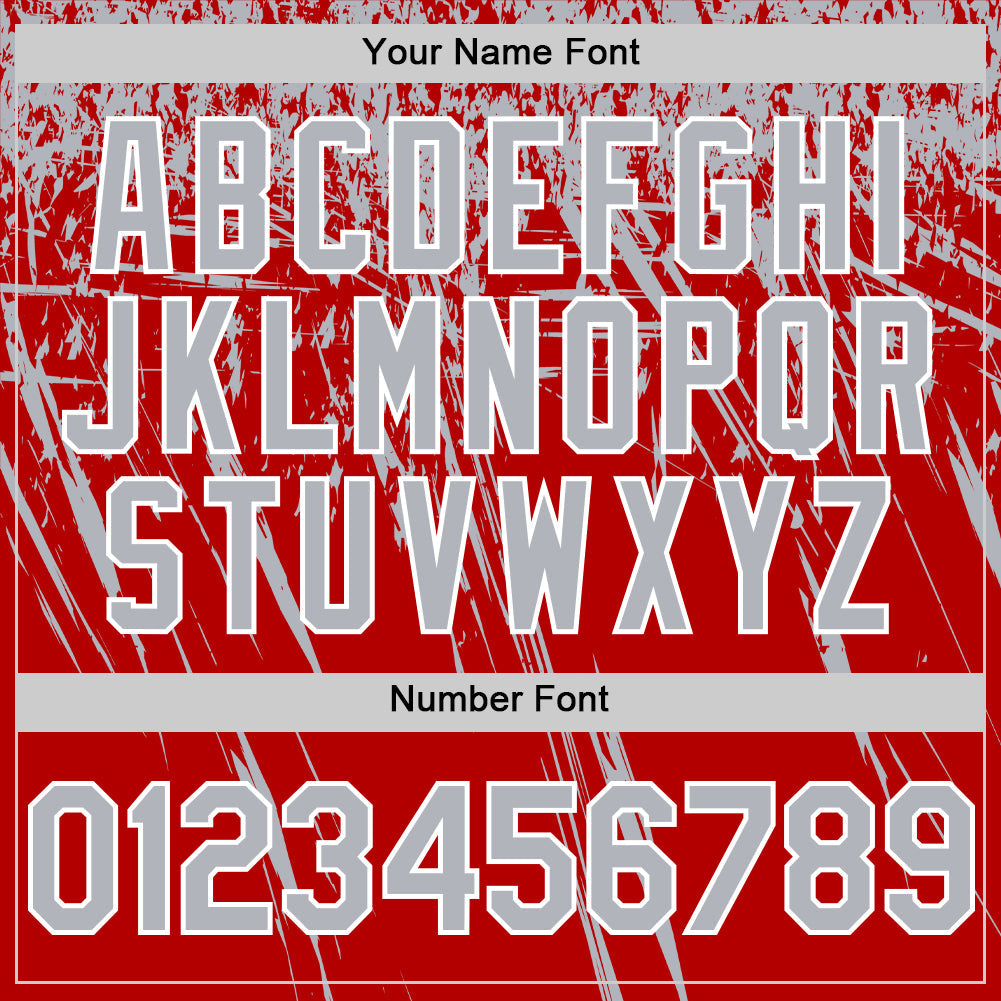 Custom Red Gray-White Distressed Scratch Brush Stroke Authentic Baseball Jersey baseball jersey product view 5