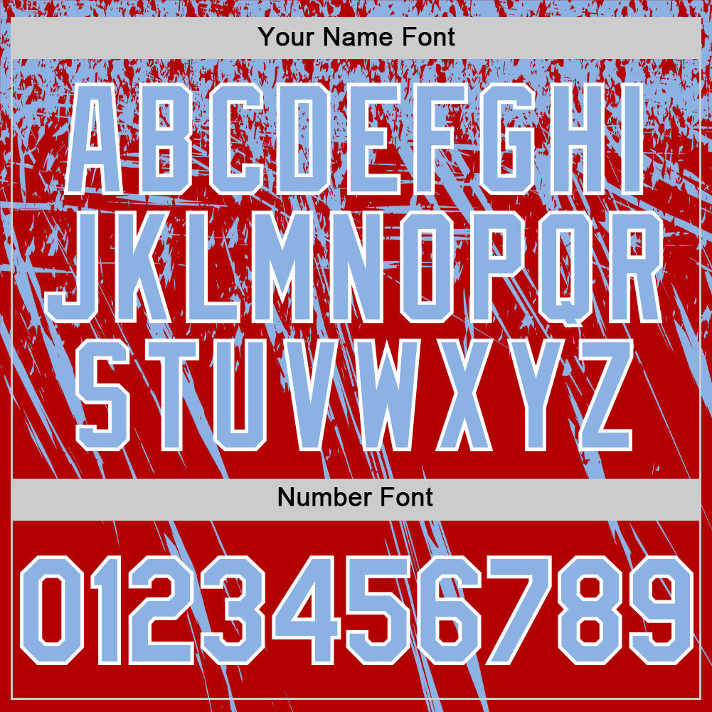 Custom Red Light Blue-White Distressed Scratch Brush Stroke Authentic Baseball Jersey baseball jersey product view 5