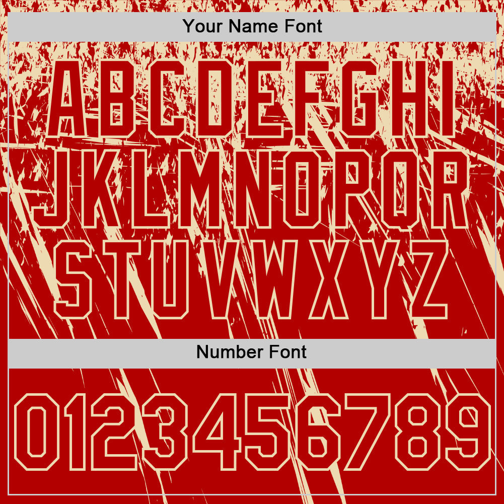 Custom Red Cream Distressed Scratch Brush Stroke Authentic Baseball Jersey baseball jersey product view 5
