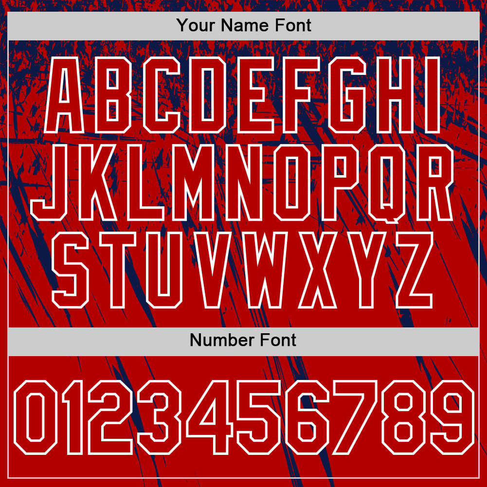 Custom Red Navy-White Distressed Scratch Brush Stroke Authentic Baseball Jersey baseball jersey product view 5