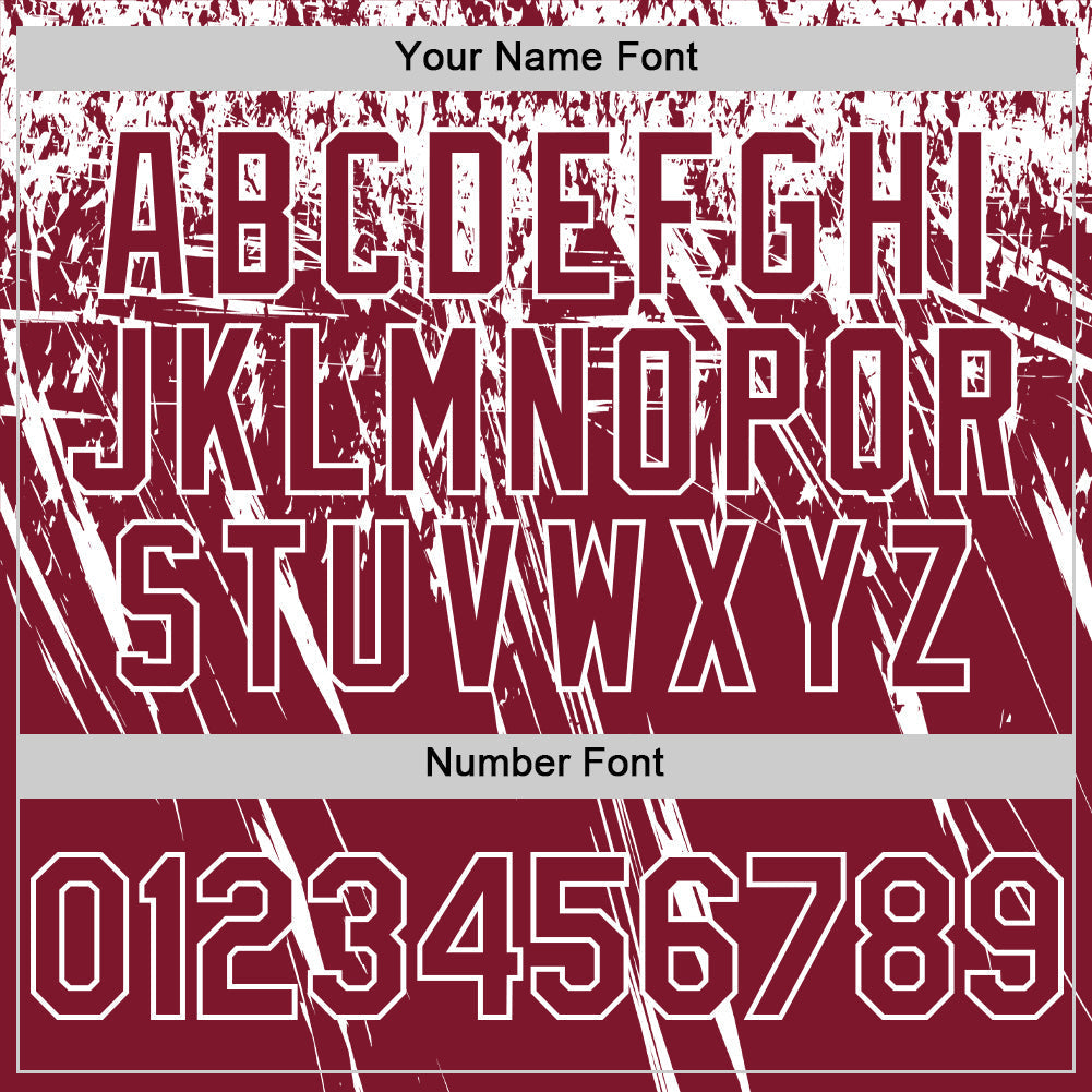 Custom Crimson White Distressed Scratch Brush Stroke Authentic Baseball Jersey baseball jersey product view 5