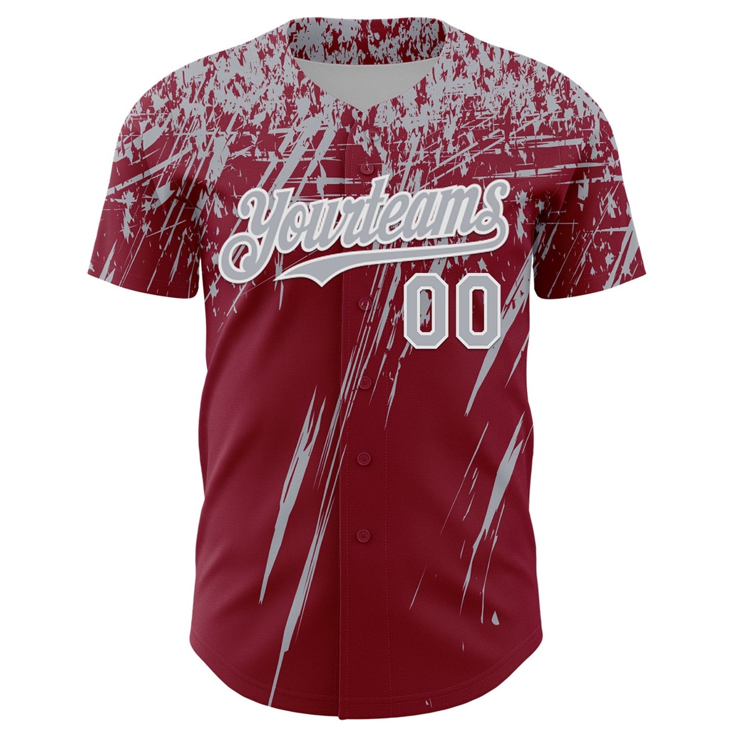 Custom Crimson Gray-White Distressed Scratch Brush Stroke Authentic Baseball Jersey baseball jersey product view 2