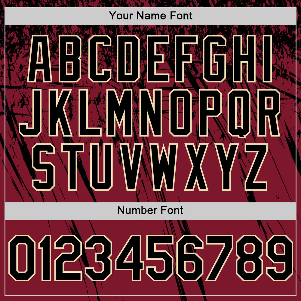Custom Crimson Black-Cream Distressed Scratch Brush Stroke Authentic Baseball Jersey baseball jersey product view 5