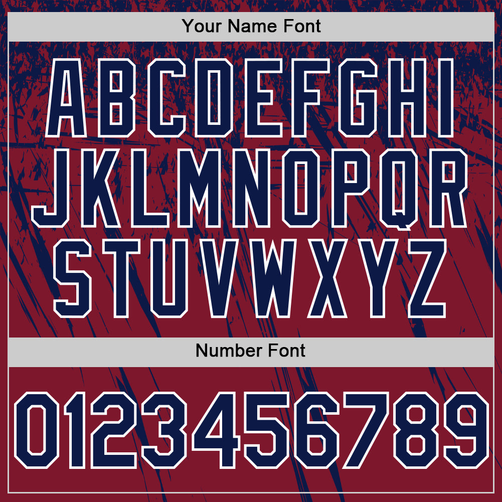 Custom Crimson Navy-White Distressed Scratch Brush Stroke Authentic Baseball Jersey baseball jersey product view 5