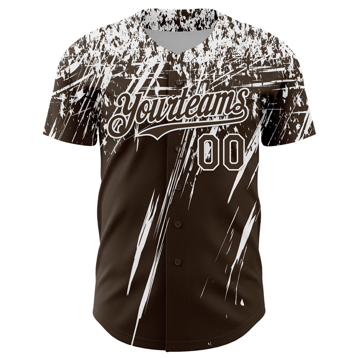 Custom Brown White Distressed Scratch Brush Stroke Authentic Baseball Jersey baseball jersey product view 2
