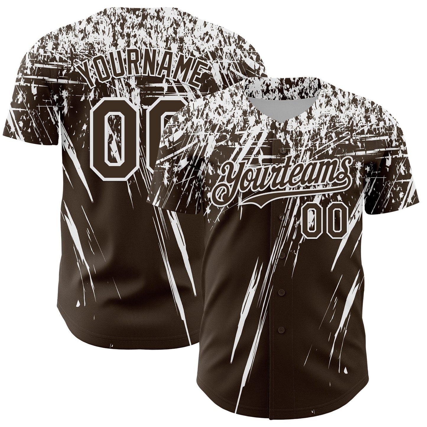 Custom Brown White Distressed Scratch Brush Stroke Authentic Baseball Jersey baseball jersey product view 1