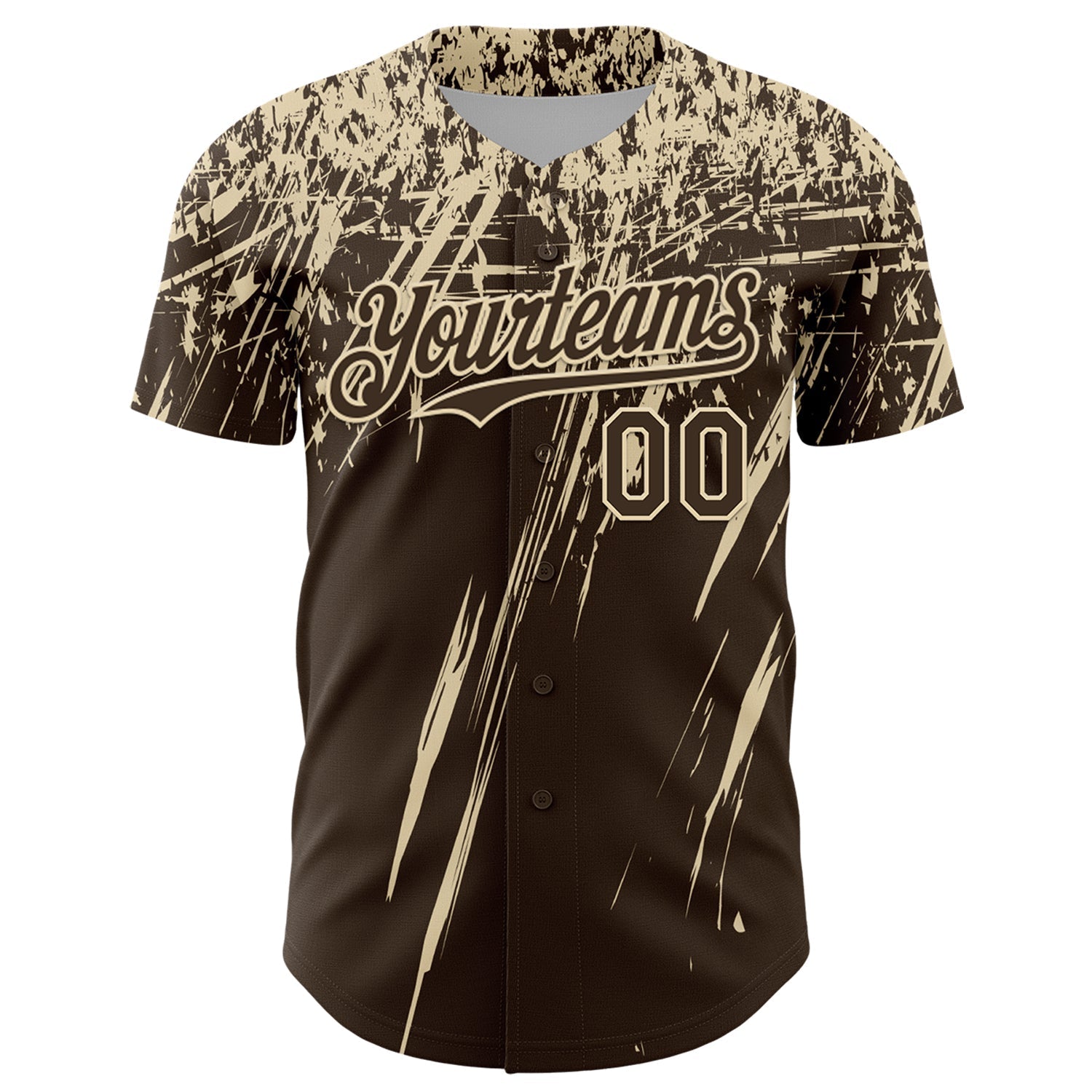 Custom Brown Cream Distressed Scratch Brush Stroke Authentic Baseball Jersey baseball jersey product view 2