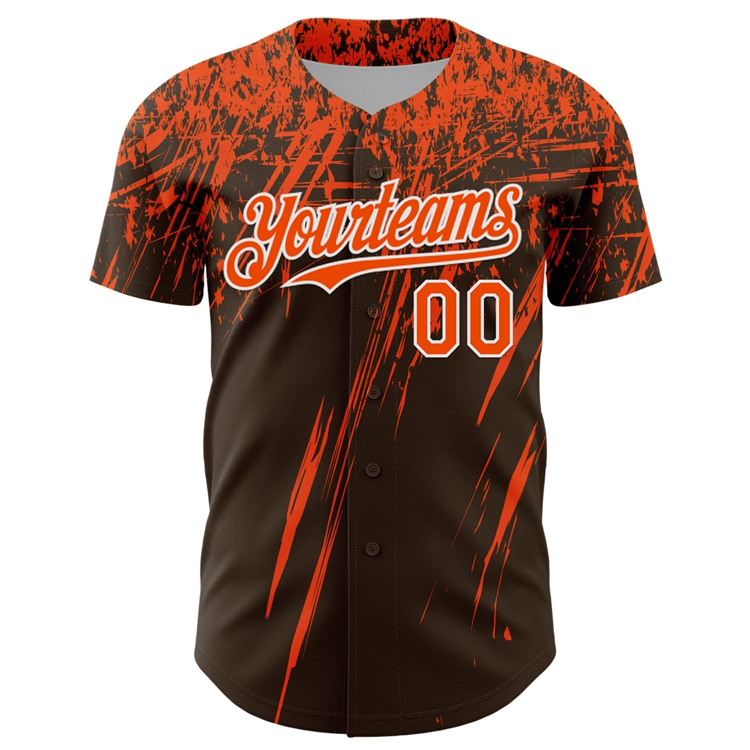 Custom Brown Orange-White Distressed Scratch Brush Stroke Authentic Baseball Jersey baseball jersey product view 2