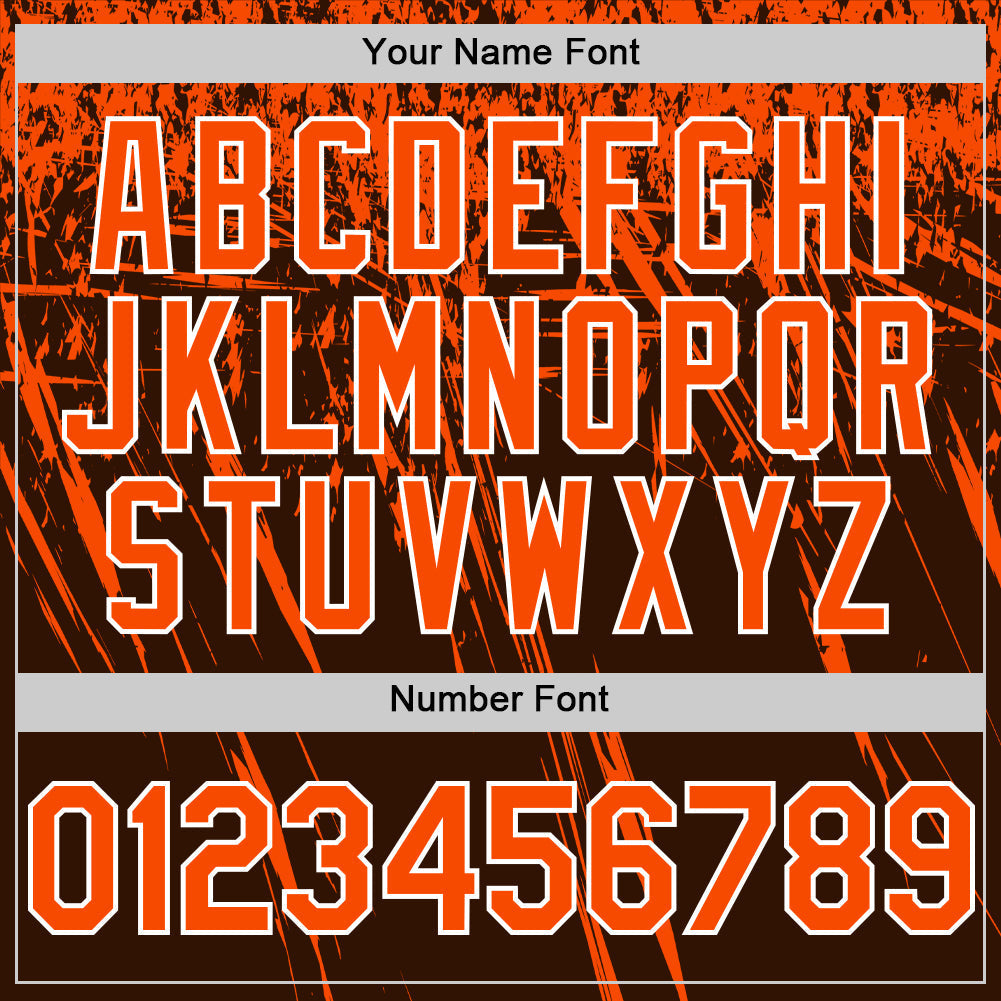 Custom Brown Orange-White Distressed Scratch Brush Stroke Authentic Baseball Jersey baseball jersey product view 5