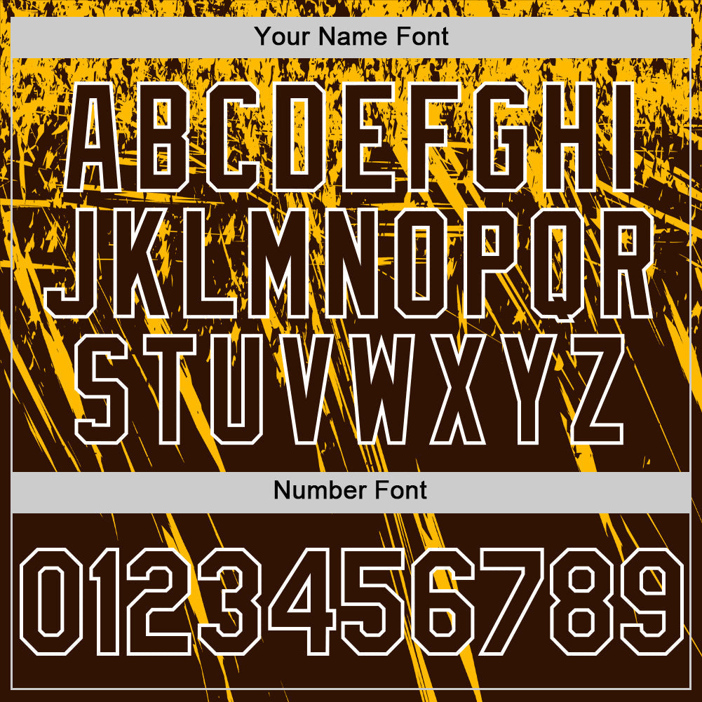 Custom Brown Gold-White Distressed Scratch Brush Stroke Authentic Baseball Jersey baseball jersey product view 5